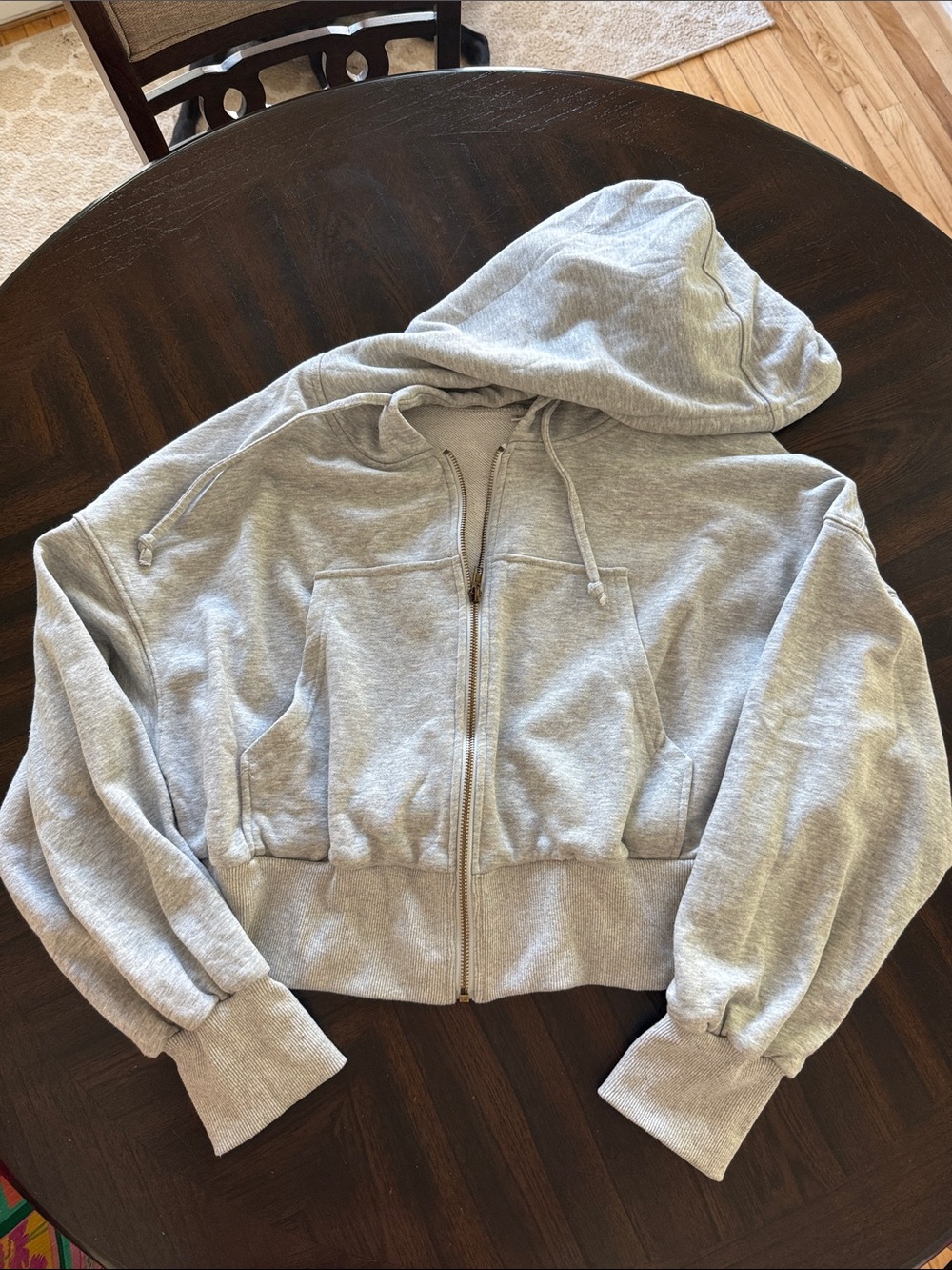 Light Gray Zip-Up Hooded Sweatshirt